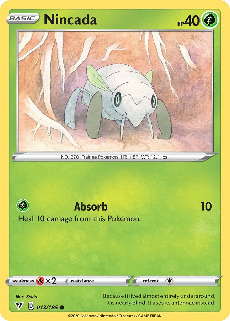 2020 Vivid Voltage Nincada Common #013/185 Common card image