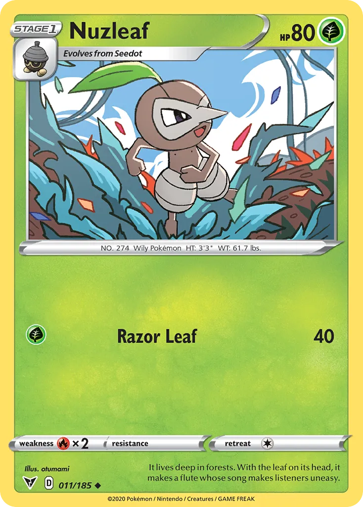 2020 Vivid Voltage Nuzleaf Uncommon #011/185 Uncommon card image