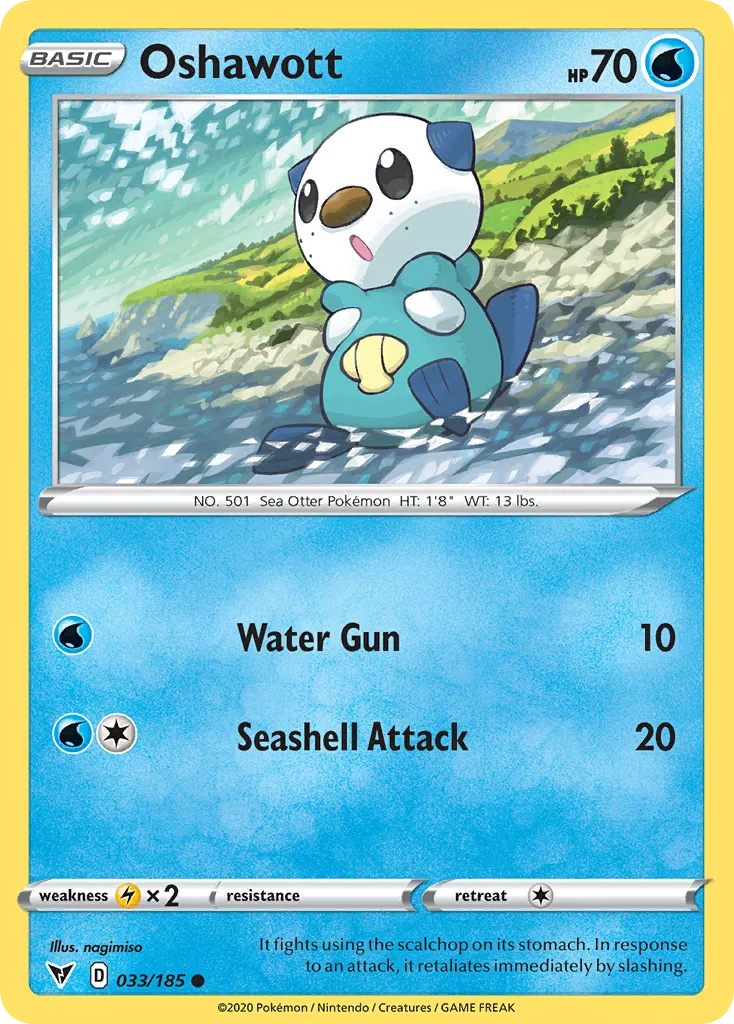 2020 Vivid Voltage Oshawott Common #033/185 Common card image