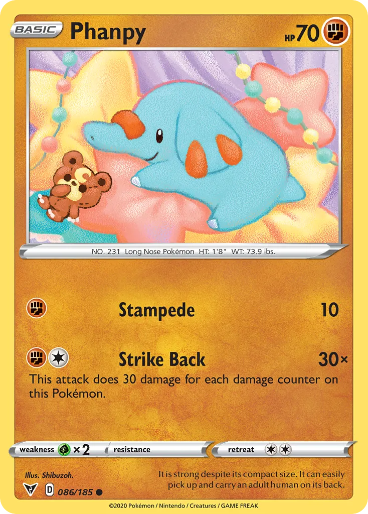 2020 Vivid Voltage Phanpy Common #086/185 Common card image