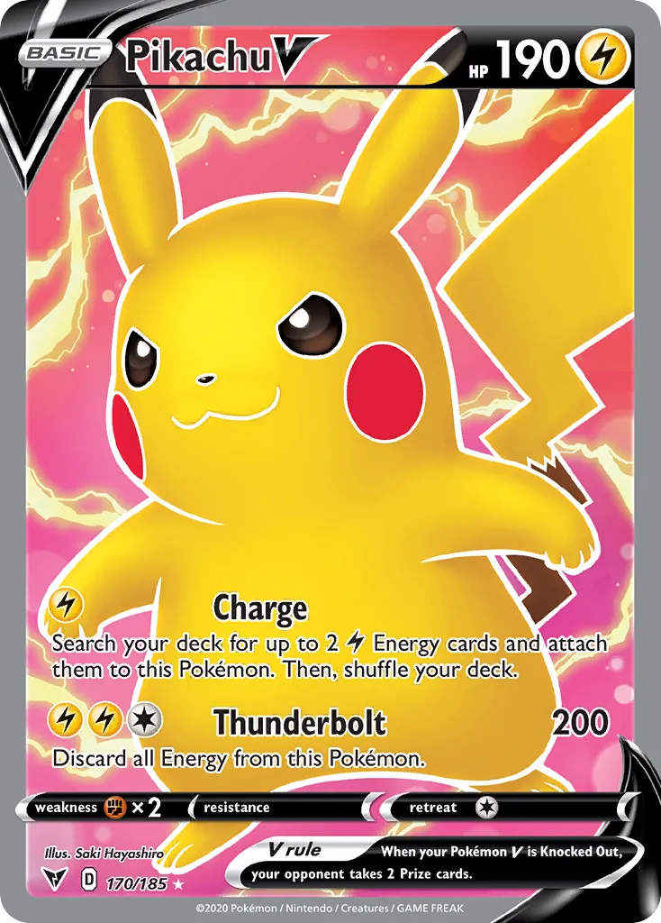 2020 Vivid Voltage Pikachu V #170/185 Rare Ultra card image