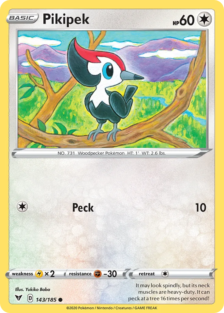 2020 Vivid Voltage Pikipek #143/185 Common card image
