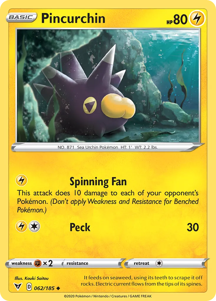 2020 Vivid Voltage Pincurchin #062/185 Uncommon card image