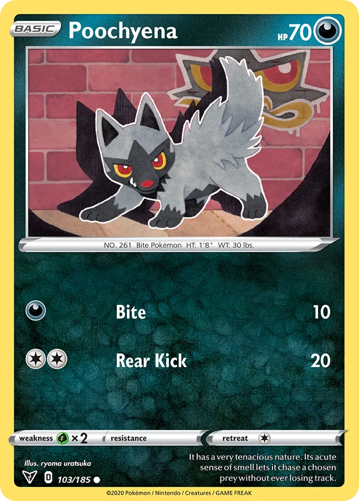 2020 Vivid Voltage Poochyena #103/185 Common card image