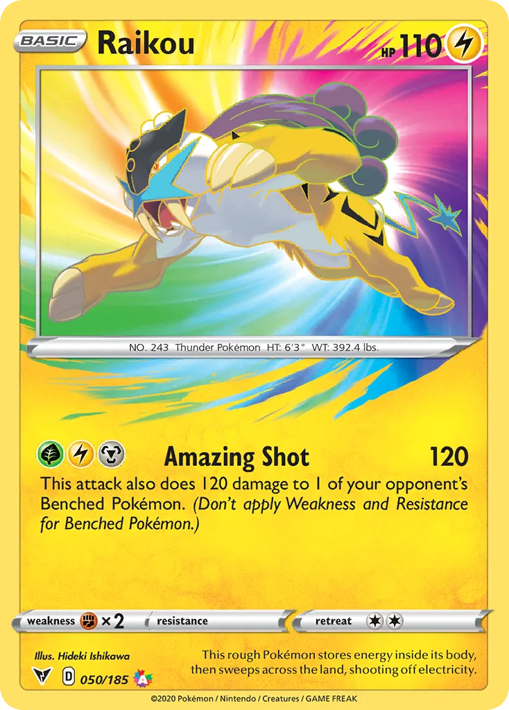 2020 Vivid Voltage Raikou #050/185 Amazing Rare card image