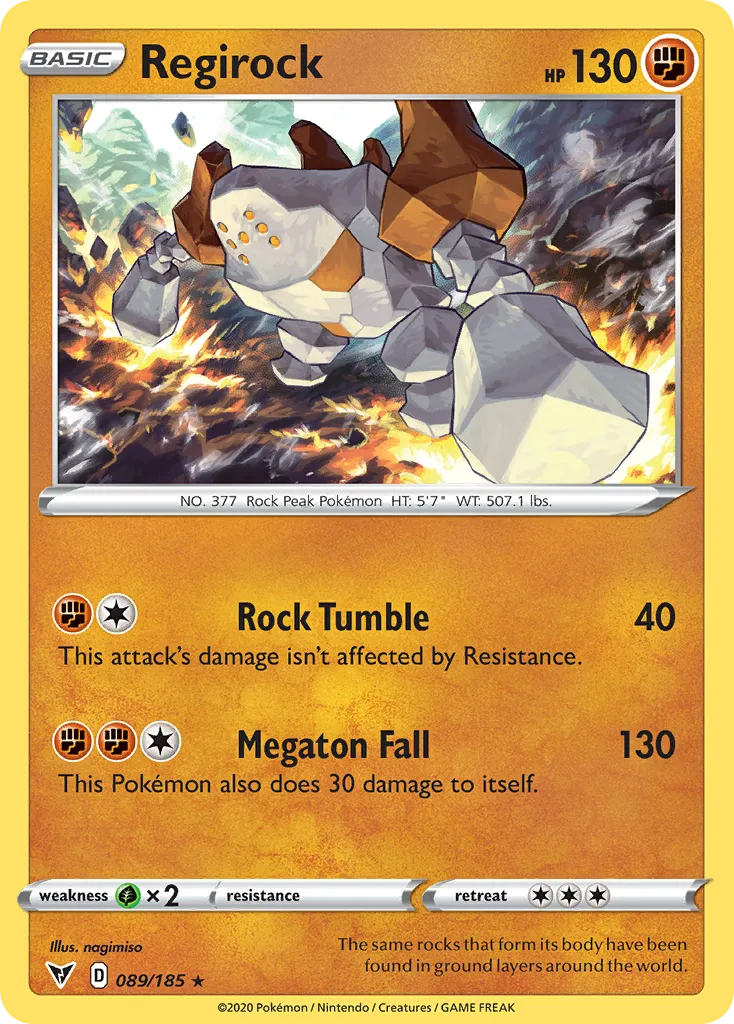 2020 Vivid Voltage Regirock #089/185 Rare Holo card image