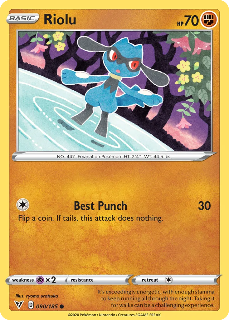 2020 Vivid Voltage Riolu Common #090/185 Common card image