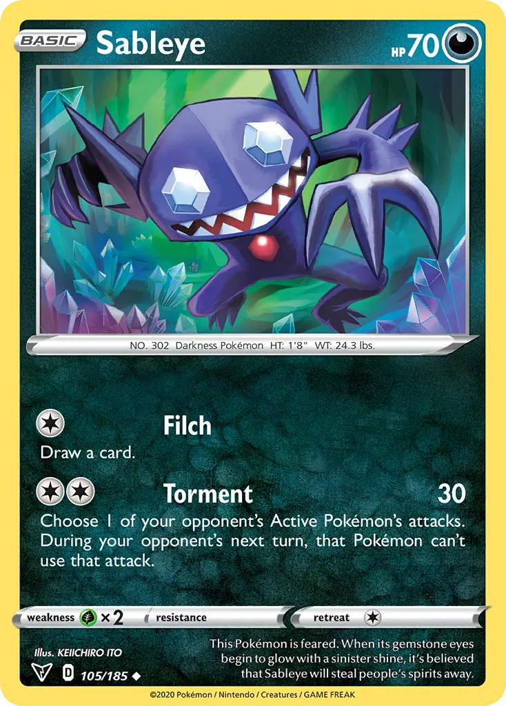 2020 Vivid Voltage Sableye Uncommon #105/185 Uncommon card image
