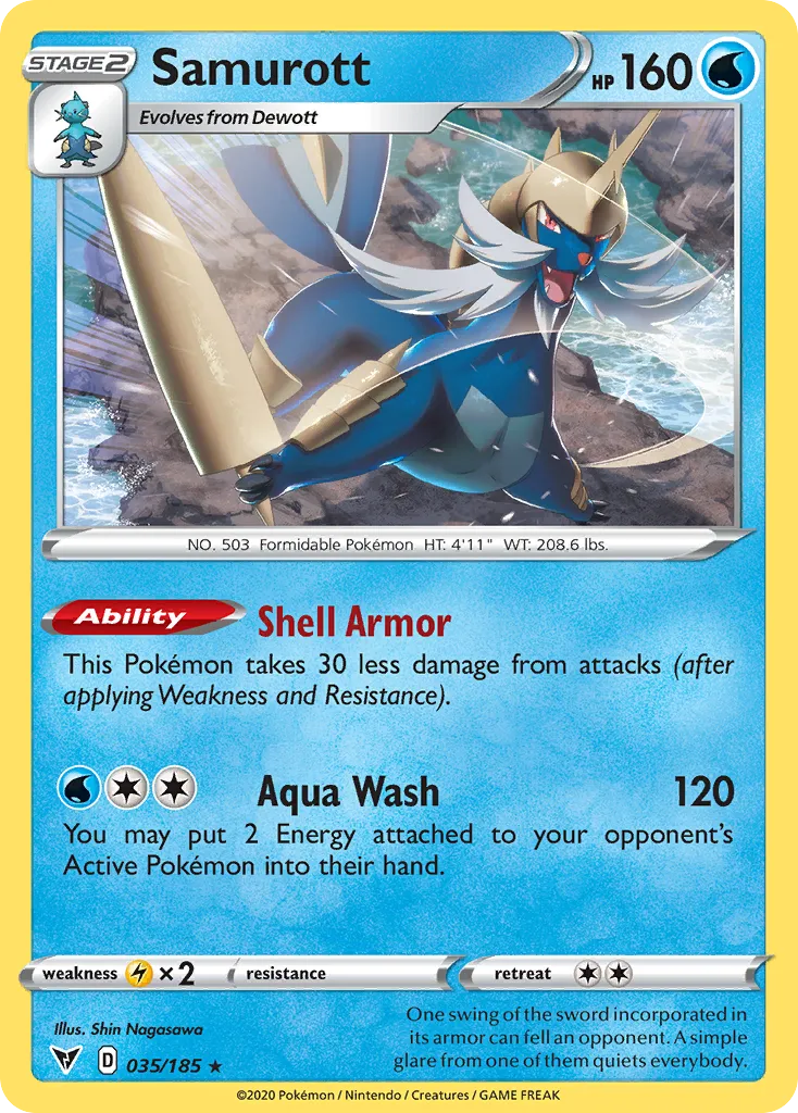 2020 Vivid Voltage Samurott #035/185 Rare card image