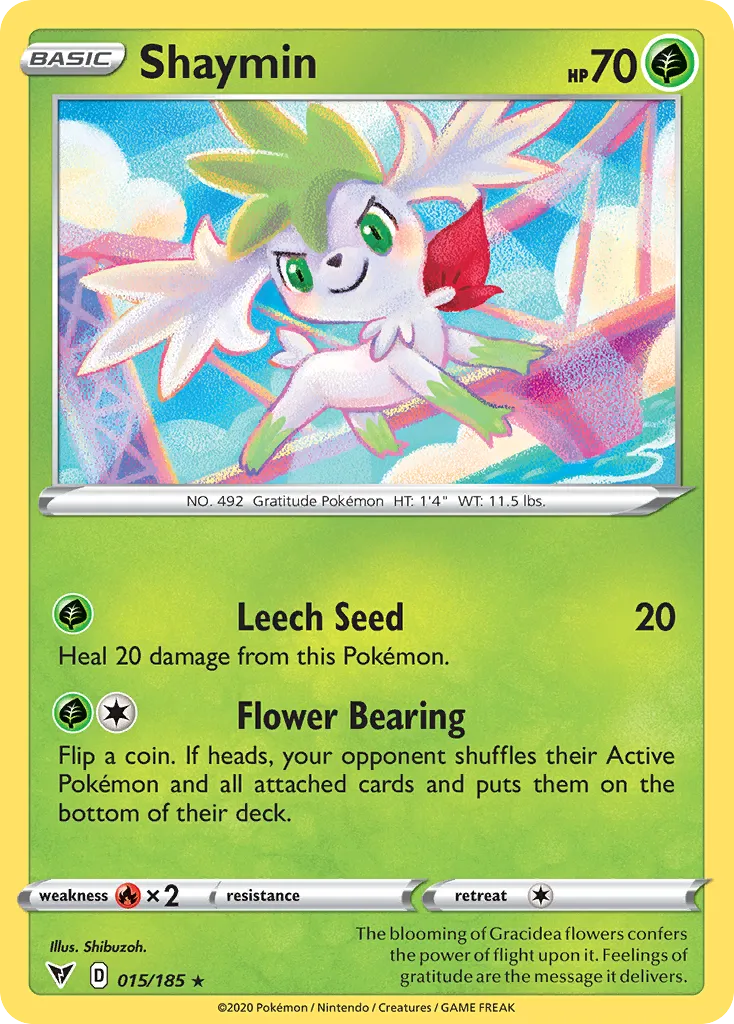 2020 Vivid Voltage Shaymin #015/185 Rare Holo card image