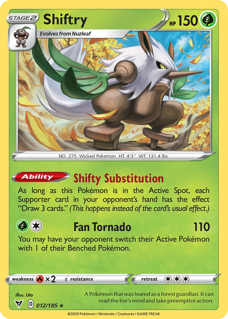 2020 Vivid Voltage Shiftry Rare #012/185 Rare card image