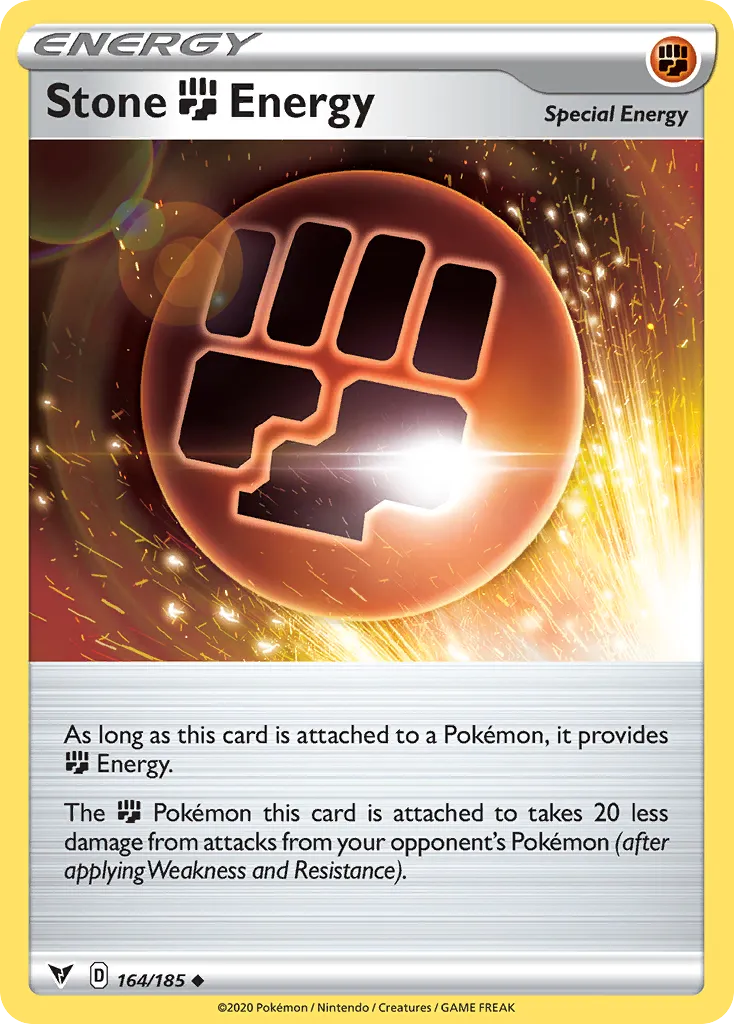 2020 Vivid Voltage Stone Fighting Energy #164/185 Uncommon card image