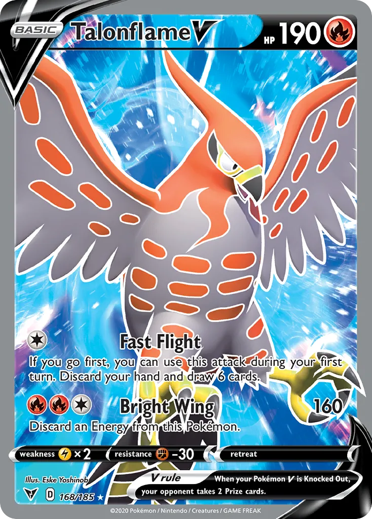 2020 Vivid Voltage Talonflame V #168/185 Rare Ultra card image
