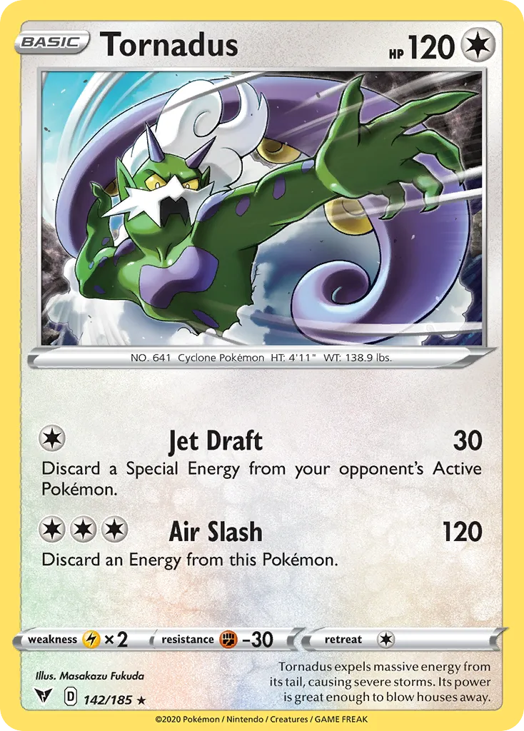 2020 Vivid Voltage Tornadus #142/185 Rare Holo card image