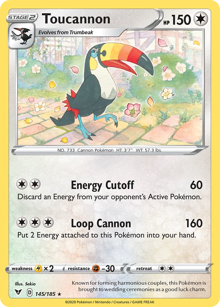 2020 Vivid Voltage Toucannon #145/185 Rare card image