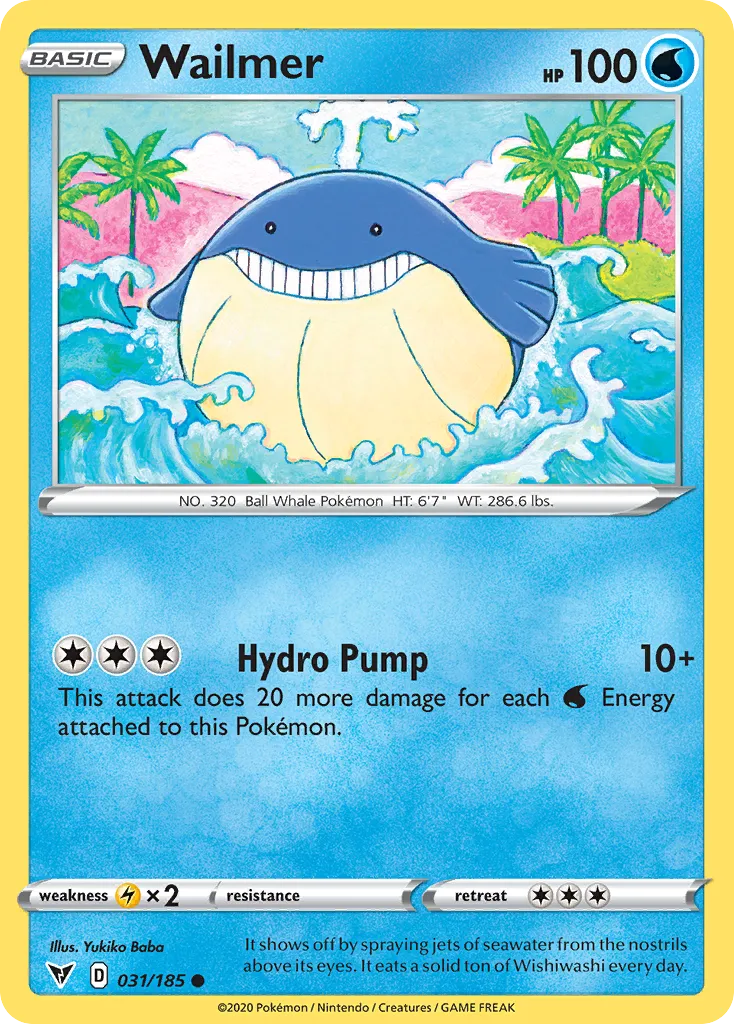 2020 Vivid Voltage Wailmer Common #031/185 Common card image