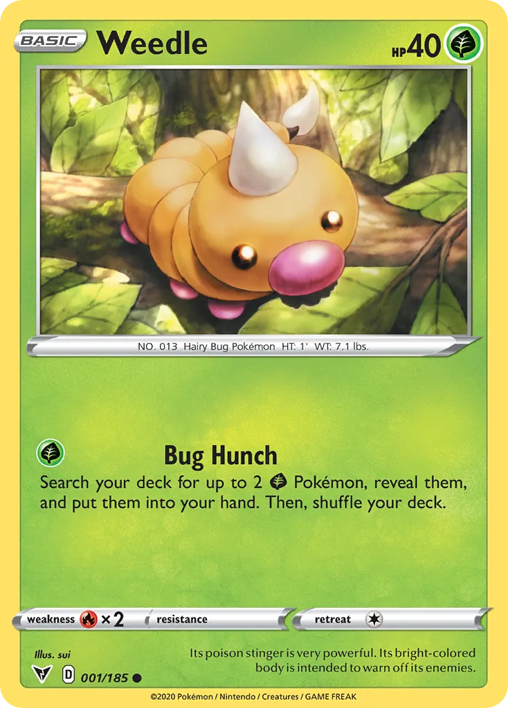 2020 Vivid Voltage Weedle Common #001/185 Common card image