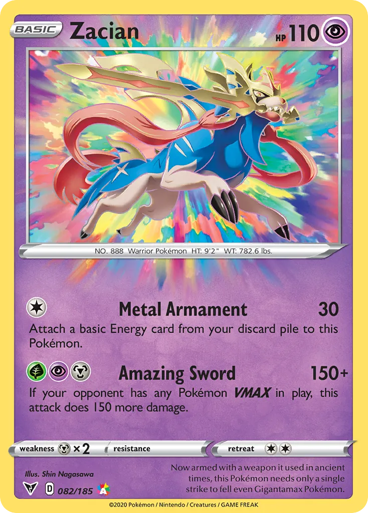 2020 Vivid Voltage Zacian #082/185 Amazing Rare card image
