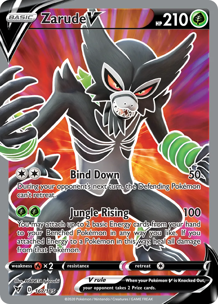 2020 Vivid Voltage Zarude V #167/185 Rare Ultra card image