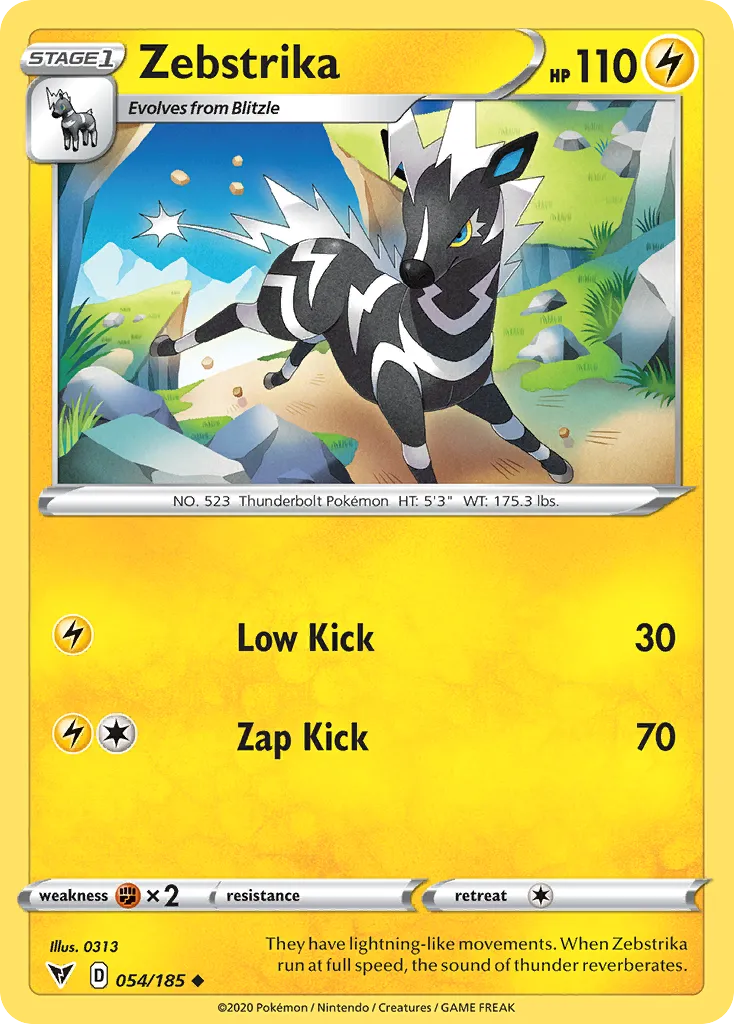 2020 Vivid Voltage Zebstrika #054/185 Uncommon card image