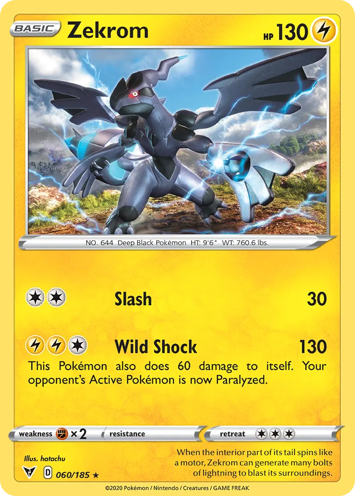 2020 Vivid Voltage Zekrom #060/185 Rare Holo card image