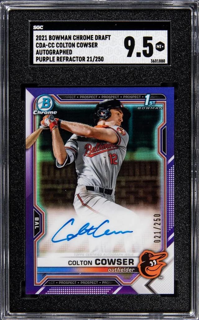 2021-22 Bowman Chrome Draft Colton Cowser Purple Refractor #CDA-CC card image