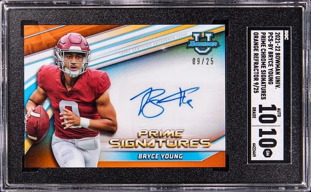 2021-22 Bowman University Bryce Young Prime Chrome Signatures Orange Refractor #PCS-BY card image