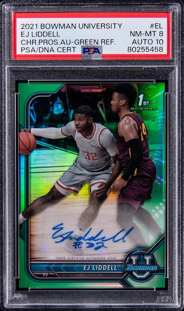 2021-22 Bowman University Chrome EJ Liddell Prospects Green Refractor #BCPA-EL card image