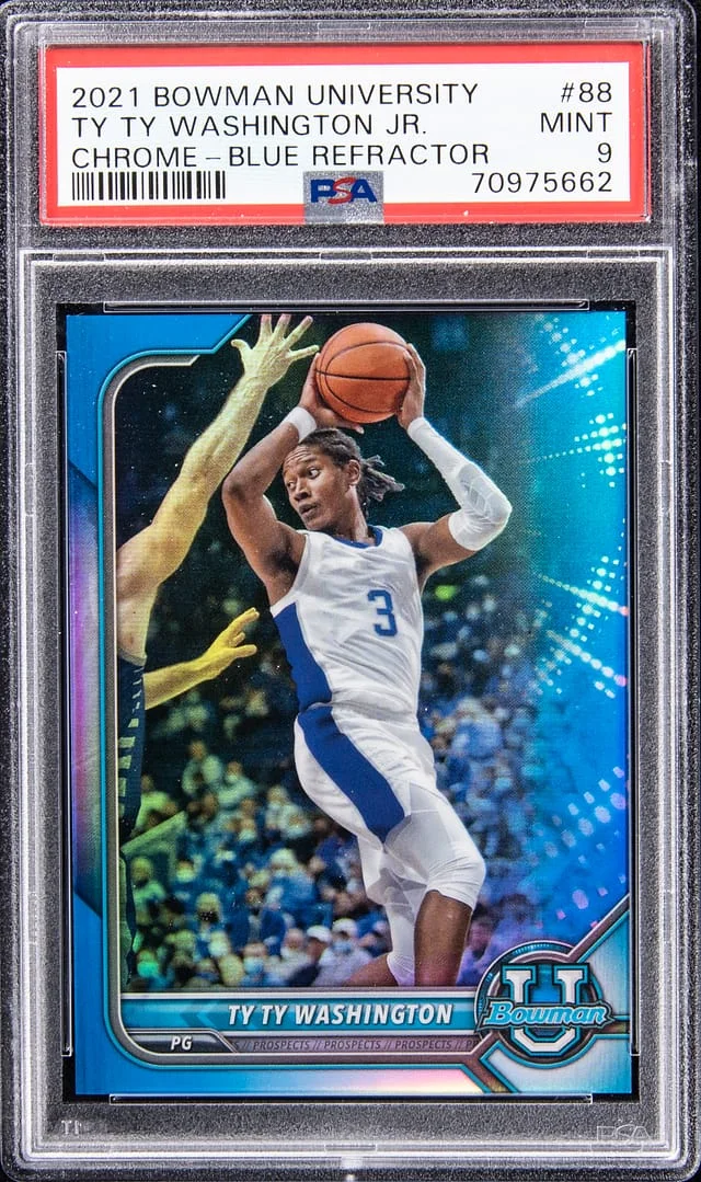 2021-22 Bowman University Chrome Ty Ty Washington Junior Blue Refractor #88 card image