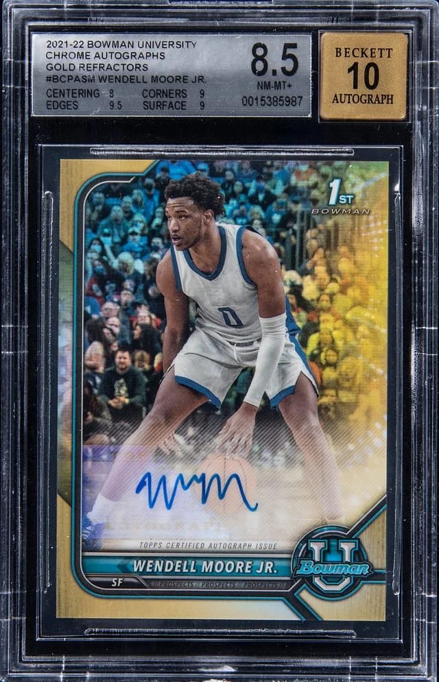 2021-22 Bowman University Chrome Wendell Moore Jr Autographs Gold Refractor #BCP-ASM card image