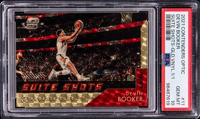 2021-22 Contenders Optic Devin Booker Suite Shots Gold Vinyl #11 card image