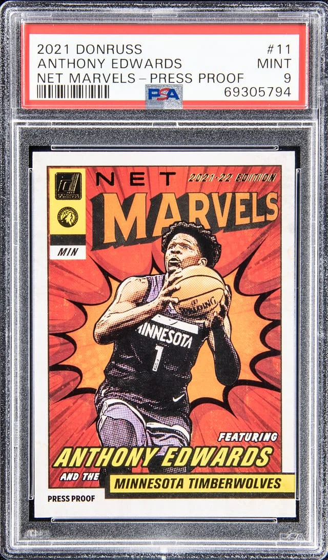 2021-22 Donruss Anthony Edwards Net Marvels - Press Proof #11 card image