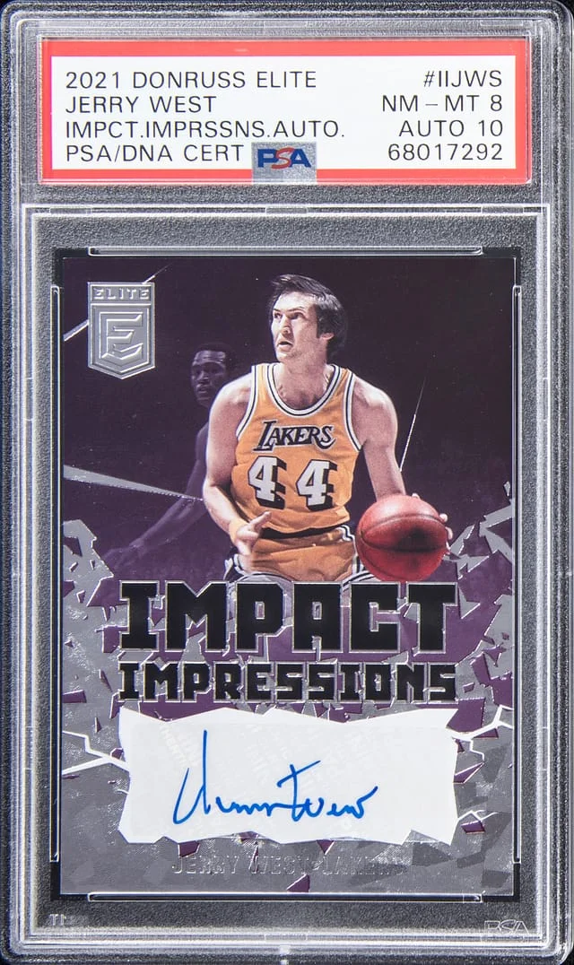 2021-22 Donruss Elite Jerry West Impact Impressions Autograph #II-JWS card image