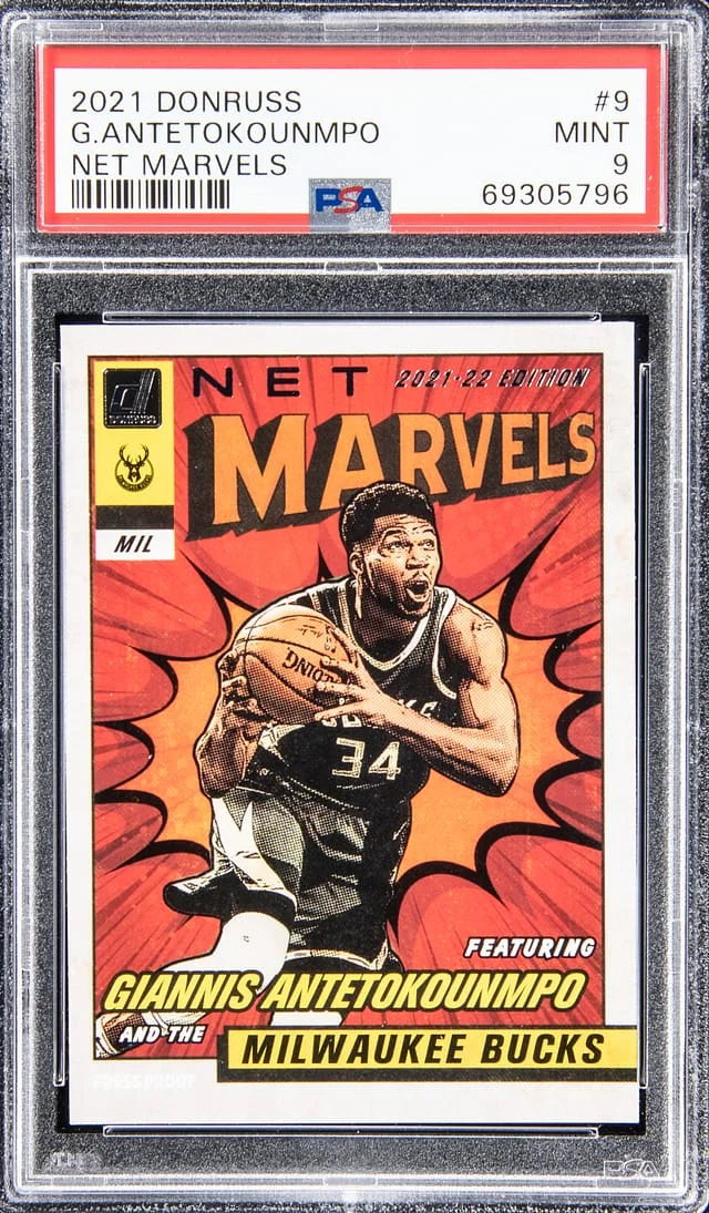 2021-22 Donruss Giannis Antetokoumpo Net Marvels #9 card image