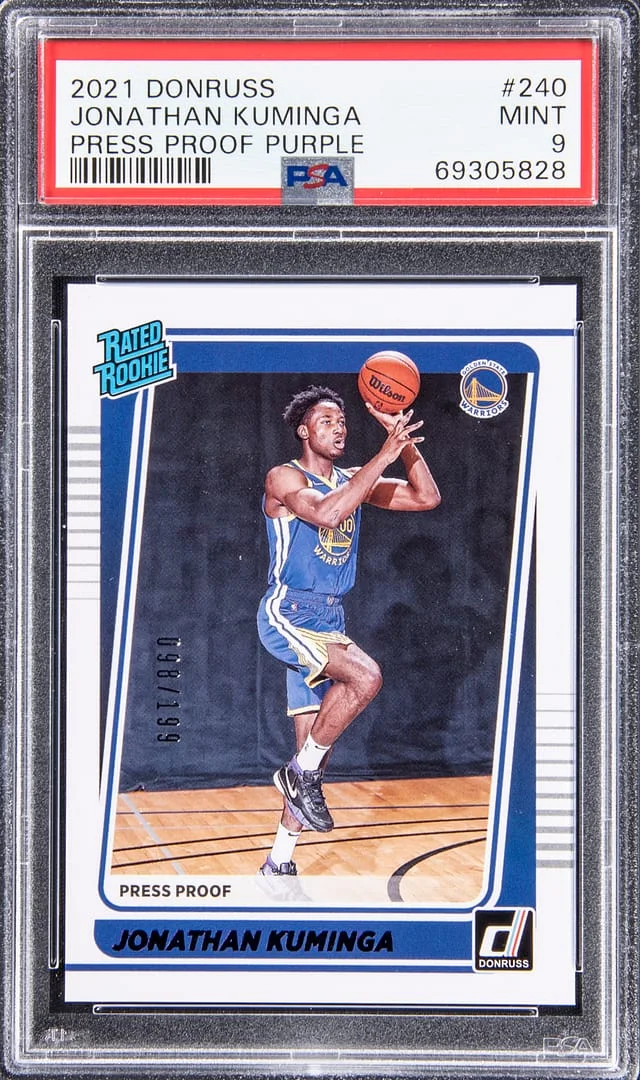 2021-22 Donruss Jonathan Kuminga Press Proof Purple #240 card image