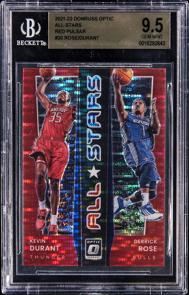 2021-22 Donruss Optic All-Stars Kevin Durant/Derrick Rose Red Pulsar #20 card image