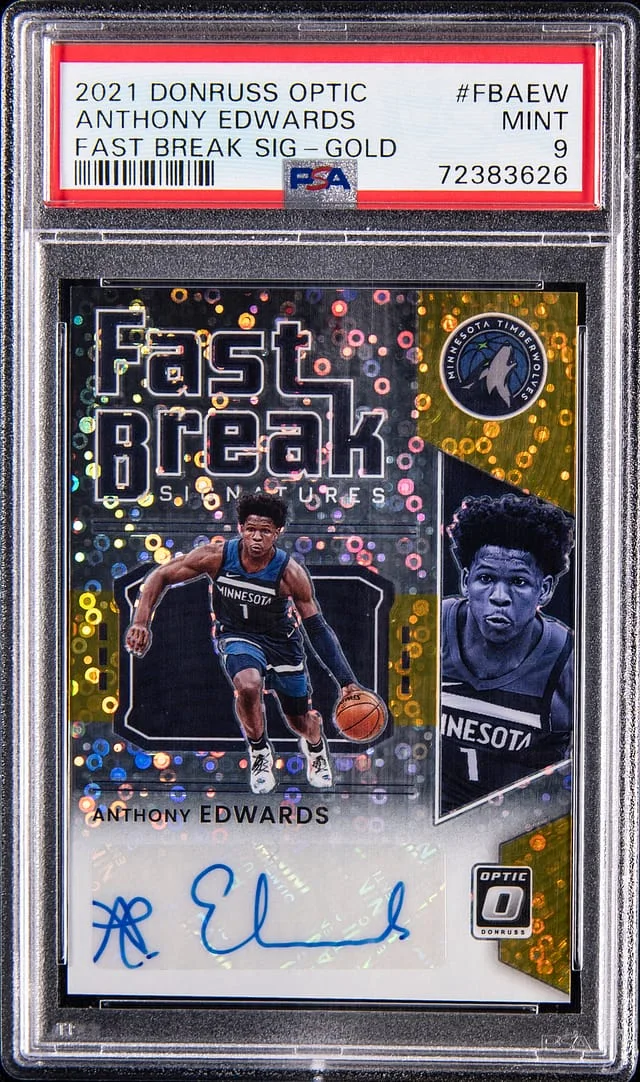 2021-22 Donruss Optic Anthony Edwards Fast Break Signatures Gold #FB-AEW card image