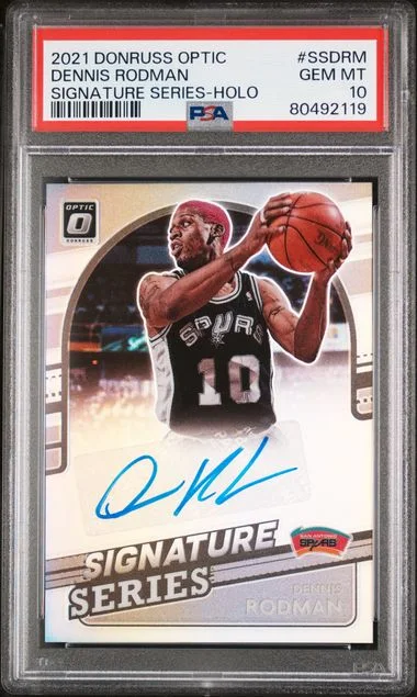 2021-22 Donruss Optic Dennis Rodman Signature Series Holo #SS-DRM card image