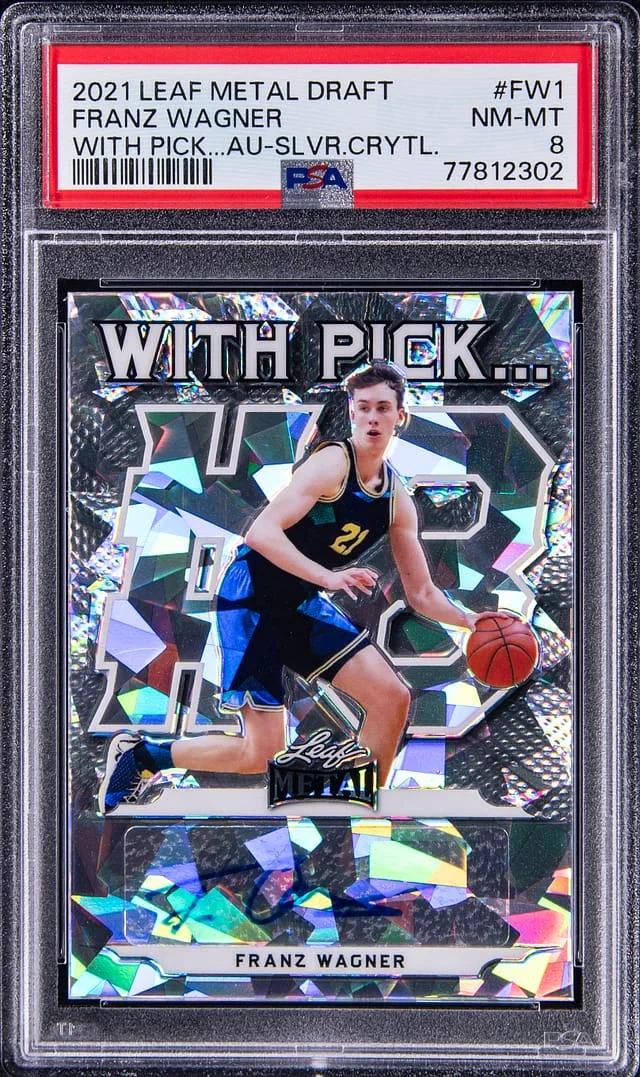 2021-22 Leaf Metal Franz Wagner Draft With Pick Autograph Silver Crystal #FW1 card image