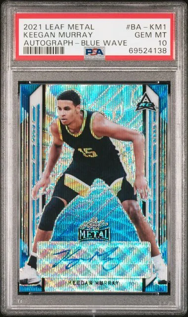 2021-22 Leaf Metal Keegan Murray Autographs Blue Wave #BA-KM1 card image