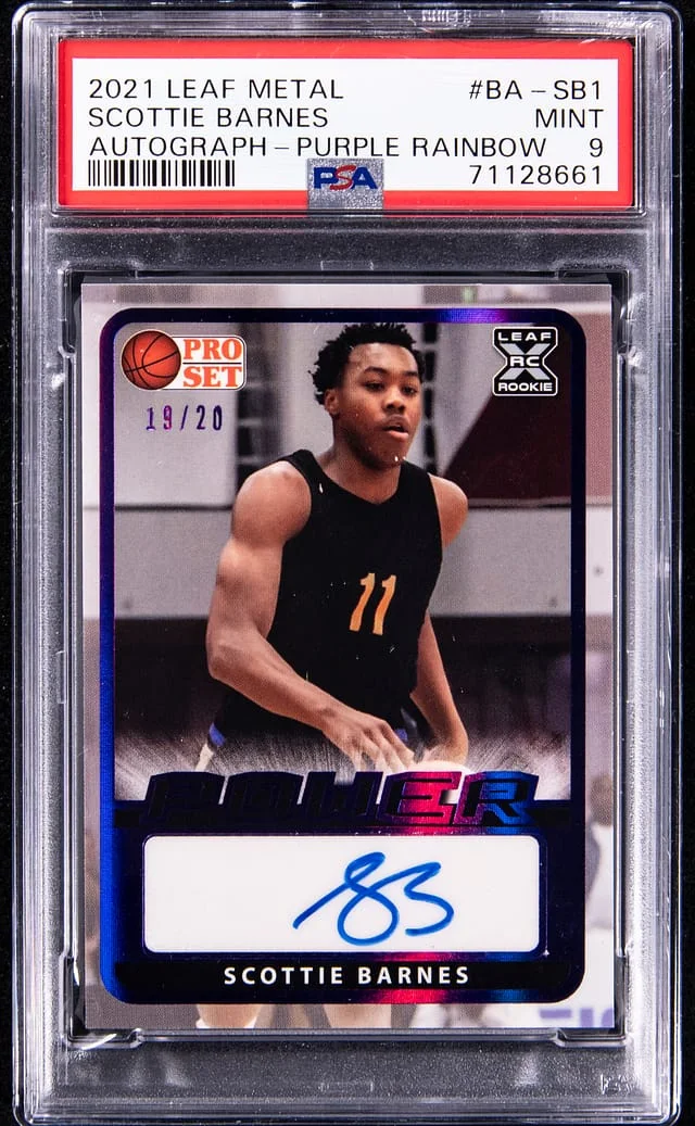 2021-22 Leaf Scottie Barnes Pro Set Autograph Purple Rainbow #BA-SB1 card image