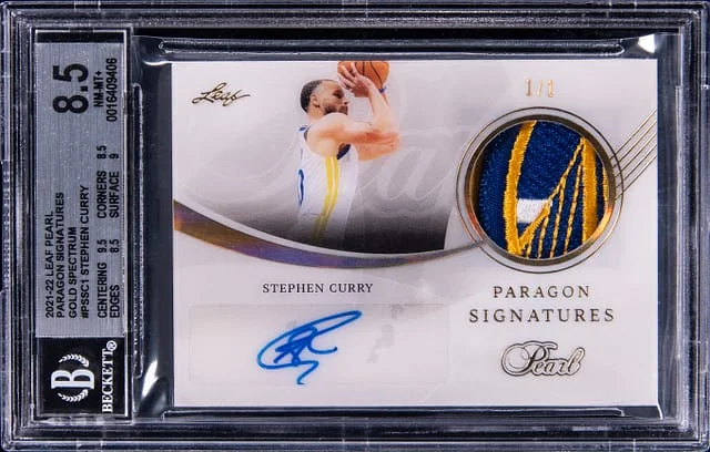 2021-22 Leaf Stephen Curry Pearl Paragon Signatures Gold Spectrum #PS-SC1 card image