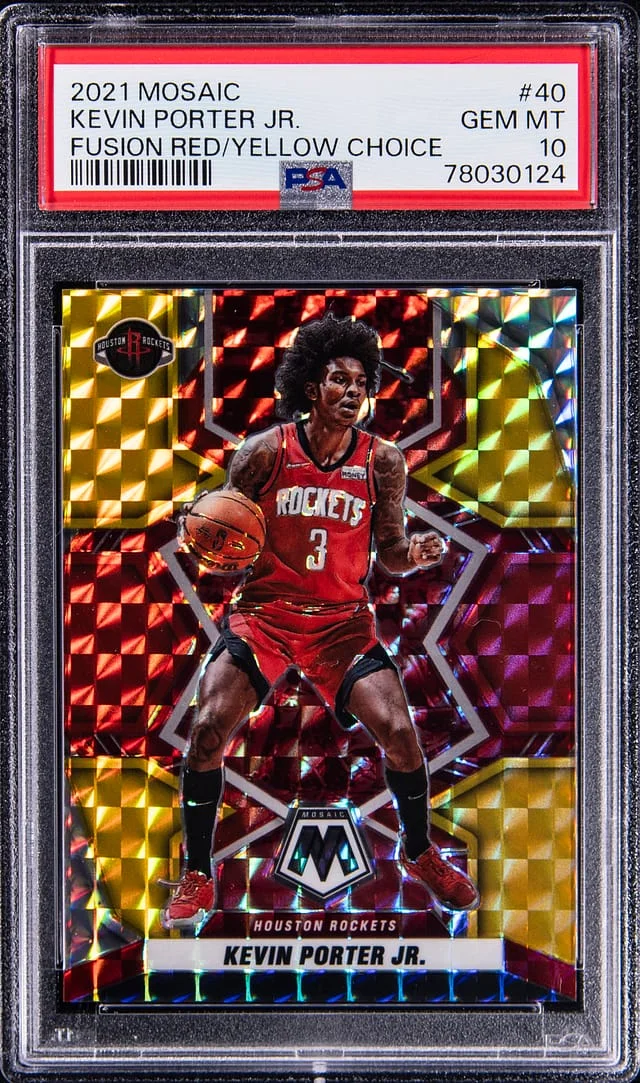 2021-22 Mosaic Kevin Porter Jr Fusion Red/Yellow Choice #40 card image