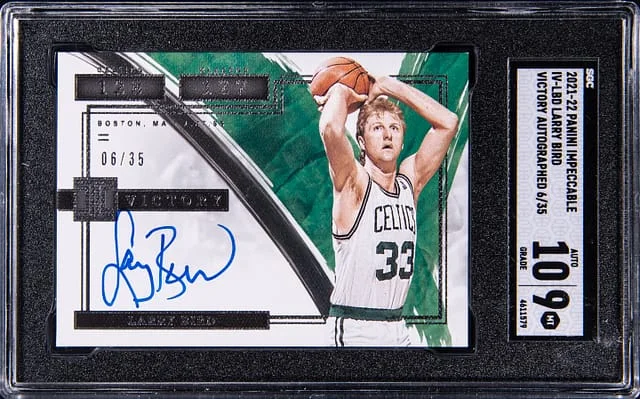 2021-22 Panin Impeccable Victory Autographed Larry Bird #IV-LBD card image
