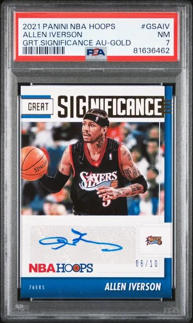 2021-22 Panini Allen Iverson NBA Hoops Great Significance Autograph Gold #GS-AIV card image