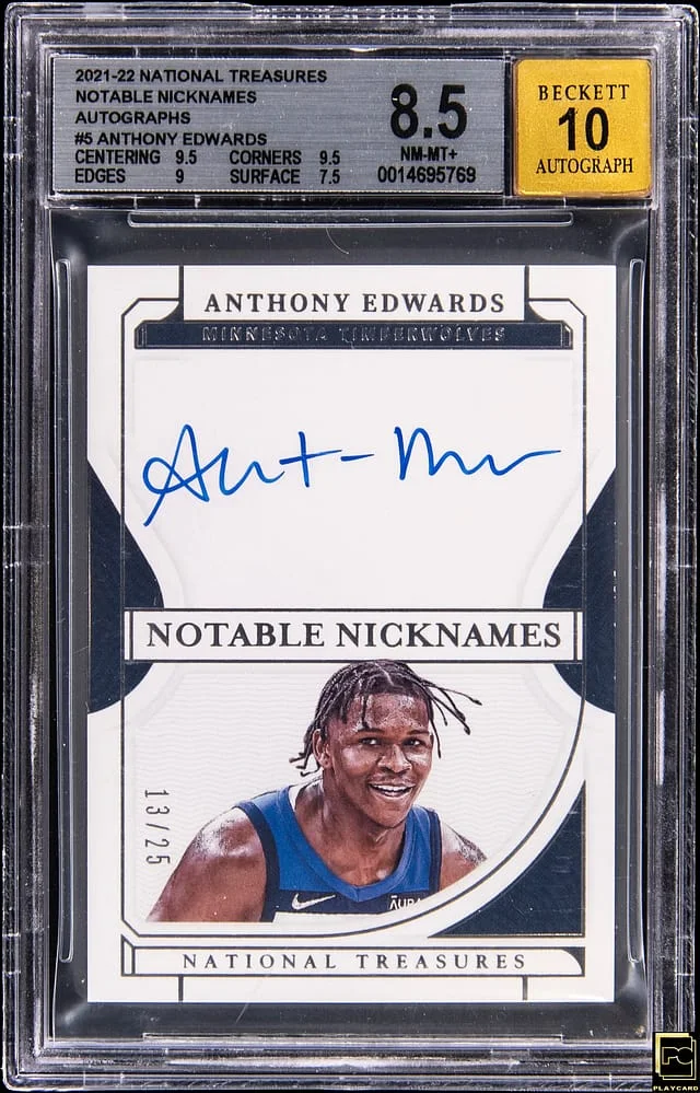 2021-22 Panini Anthony Edwards National Treasure Notable Nicknames Autographs #NN-AEW card image