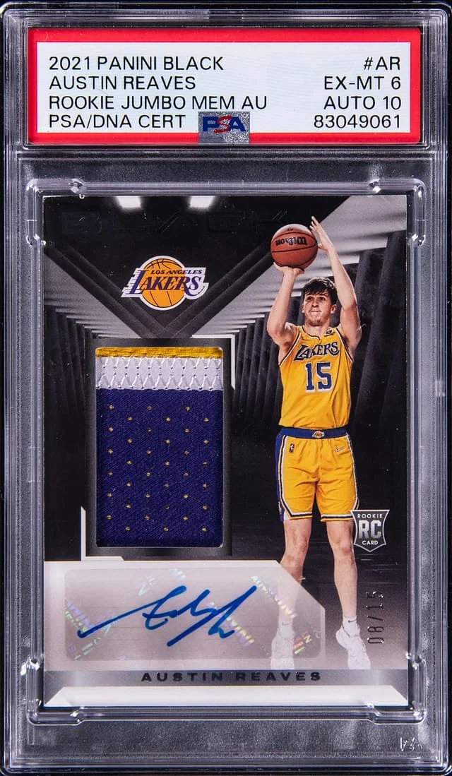2021-22 Panini Black Austin Reaves Jumbo Memorabilia Autograph #RJM-AR card image