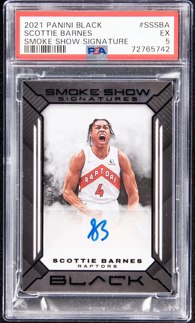 2021-22 Panini Black Scottie Barnes Smoke Show Signatures #SSSBA card image