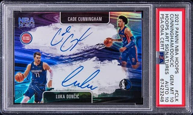 2021-22 Panini Cade Cunningham/Luka Doncic NBA Hoops Art Signatures #ART-CLK card image