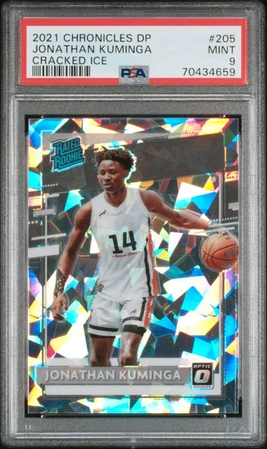2021-22 Panini Chronicles Draft Picks Jonathan Kuminga Cracked Ice #205 card image
